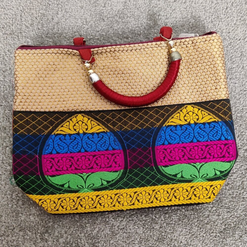 New Women's Bag Red Multicolor Embroidery Ethnic Hippie Tribal Festival Fancy